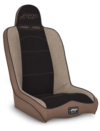 compare product PRP Daily Driver High Back Suspension Seat (Two Neck Slots) - Tan / Black