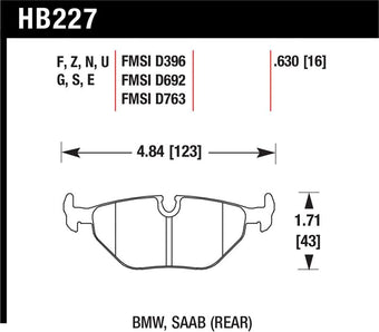 compare product Hawk 95-99 BMW M3 E36 Performance Ceramic Street Rear Brake Pads