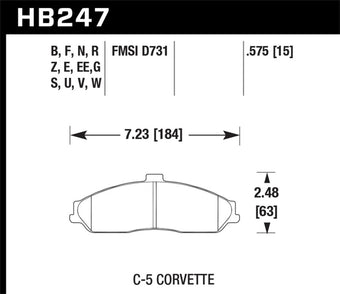 compare product Hawk 97-06 Corvette (incl C5 Z06) Performance Ceramic Street Front Brake Pads
