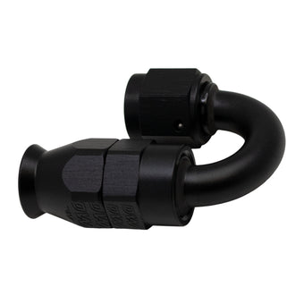 compare product DeatschWerks 6AN Female Swivel 180-Degree Hose End PTFE (Incl Olive Insert) - Anodized Matte Black