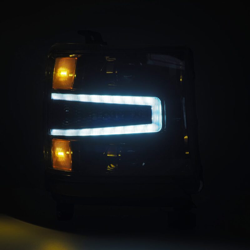 AlphaRex 16 - 18 Chevy 1500HD LUXX LED Proj Headlights Alpha - BK w/Seq Atv Lgt / SeqSig (Req PN 810023) - My Store