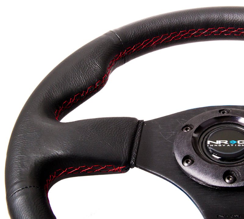 NRG Reinforced Steering Wheel (320mm) Leather w/Red Stitch - My Store