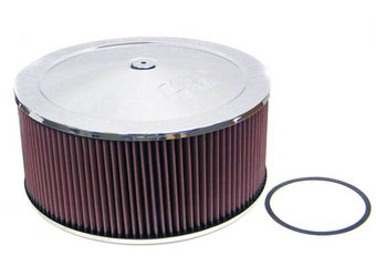 compare product K&N Round - Red - Size 14in - 5.125in Neck Flange Custom Air Cleaner Assembly