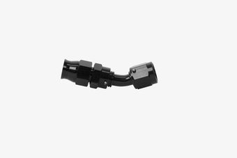 compare product Aeromotive PTFE Hose End - AN-06 - 45 Deg - Black Anodized