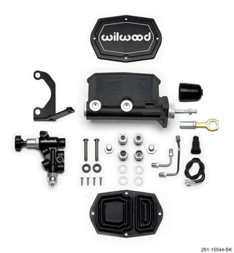 compare product Wilwood Compact Tandem M/C - 1in Bore w/Bracket and Valve fits Mustang (Pushrod) - Black