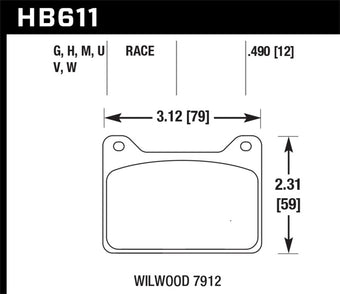 compare product Hawk Willwood 7912 DTC-70 Race Brake Pads
