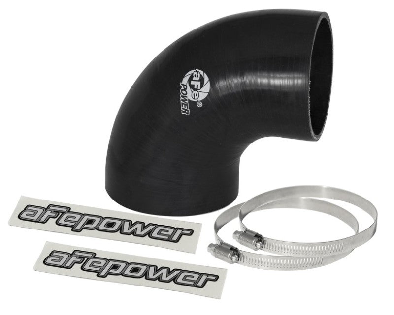 aFe Magnum FORCE CAI Univ. Silicone Reducing Coupler (4in. to 3.5in. ID) 90Deg. Elbow - Black - My Store