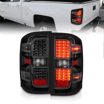 compare product ANZO 15-19 Chevy Silverado 2500HD/3500HD (Factory Halogen Only) LED Tail Lights Black w/Clear Lens