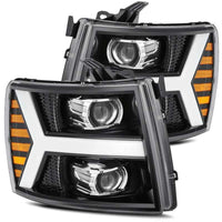 AlphaRex 07 - 13 Chevy 1500HD PRO - Series Proj Headlight Plank Style Gloss Blk w/Activ Light/Seq Signal - My Store