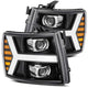 AlphaRex 07 - 13 Chevy 1500HD PRO - Series Proj Headlight Plank Style Gloss Blk w/Activ Light/Seq Signal - My Store