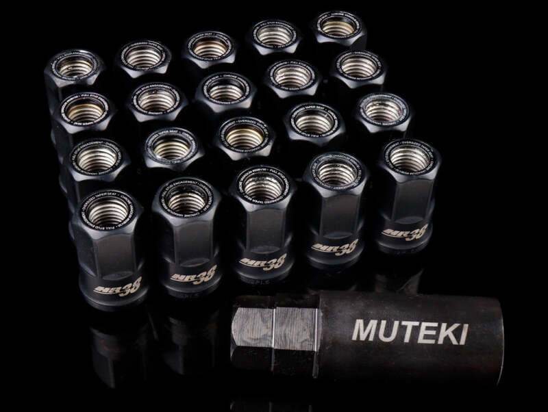 Wheel Mate Muteki HR38 Open End Lug Nuts 12x1.50 Black / Black Ring - My Store