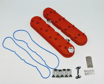 compare product Granatelli 96-22 GM LS Tall Valve Cover w/Integral Angled Coil Mounts - Red Wrinkle (Pair)