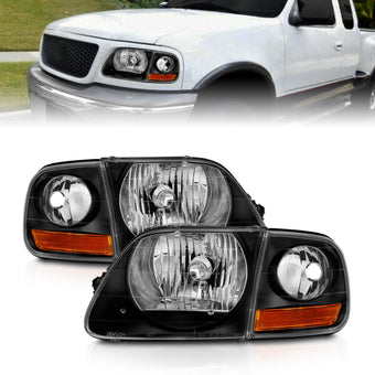 compare product ANZO 1997-2003 Ford F150 Crystal Headlight Black w/ Parking Light