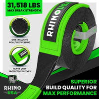 Rhino USA Recovery Tow Strap 3Inx20Ft (Black) - My Store