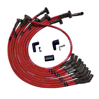 compare product Moroso SB Ford 260/289/302 135 Deg Plug Boots HEI Sleeved Ultra Spark Plug Wire Set - Red