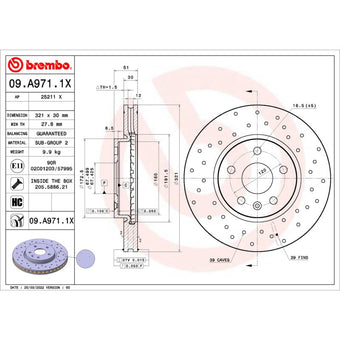 compare product Brembo OE 10-15 Chevrolet Camaro/10-17 Equinox/14-20 Impala Drilled Xtra Brake Disc - Front