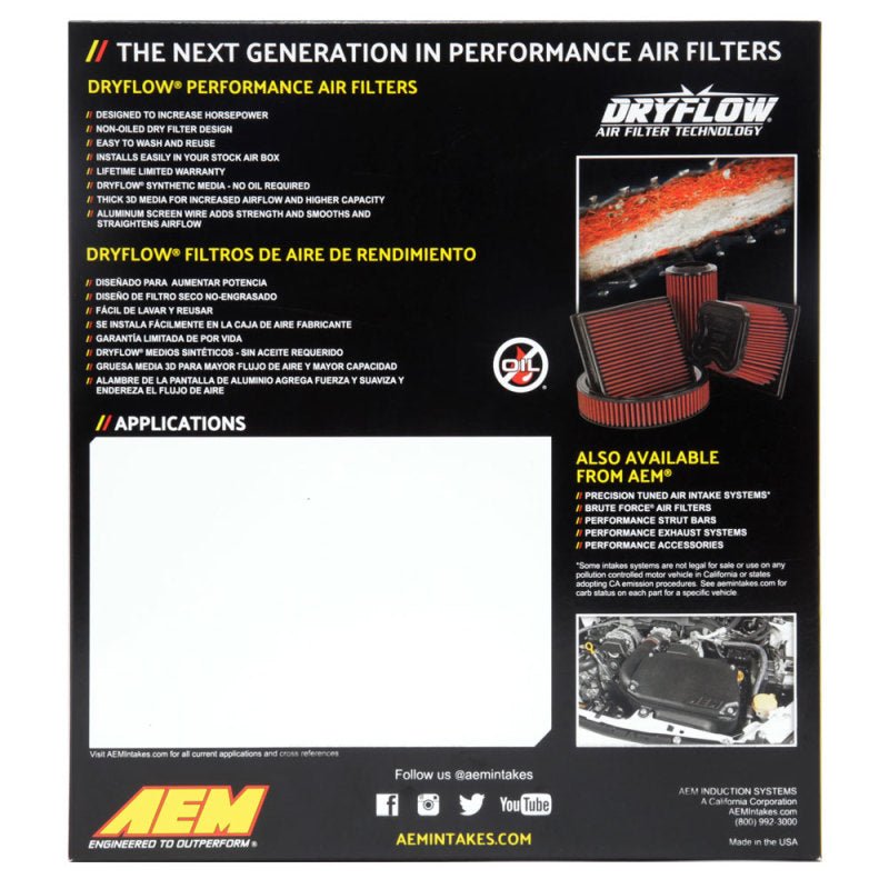AEM 19 - 20 Subaru WRX STI 2.5L DryFlow Air Filter - My Store