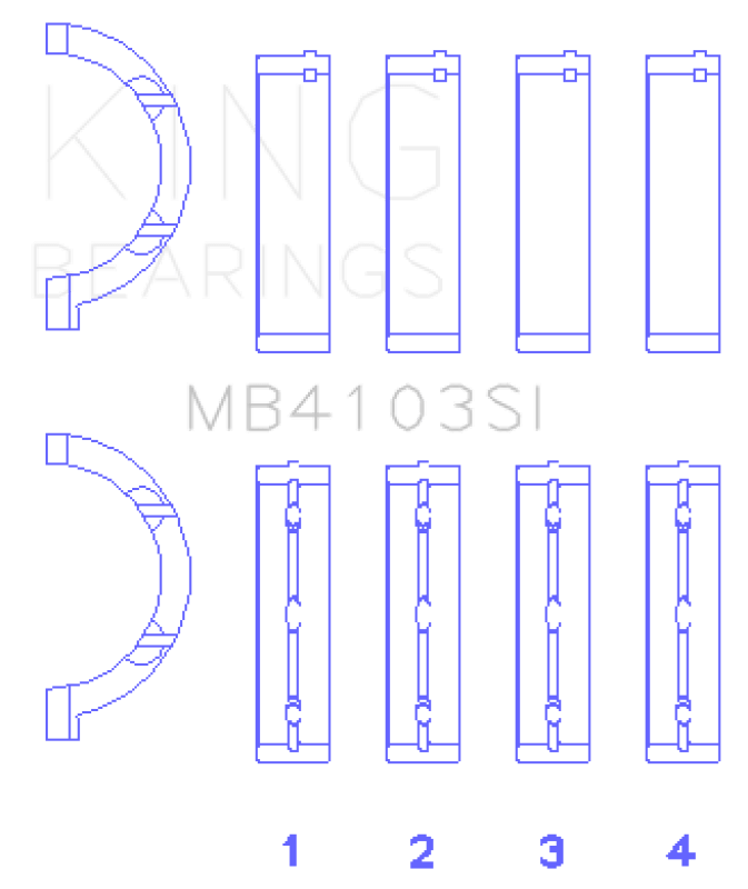 King Engine Bearings Chrysler 197 (Size .026) Crankshaft Main Bearings (Set of 4) - My Store