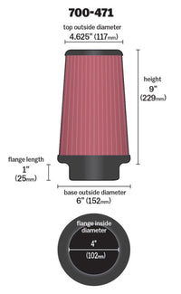 Airaid Universal Air Filter - Cone 4 x 6 x 4 5/8 x 9 w/ Short Flange - My Store
