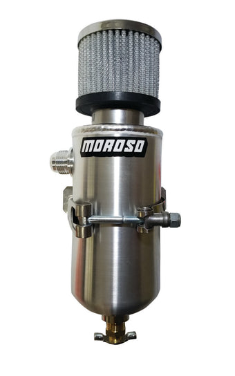 compare product Moroso Breather Tank/Catch Can -10An Male Fitting - Aluminum