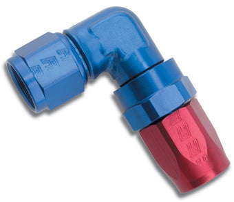 compare product Russell Performance -6 AN Red/Blue 90 Degree Forged Aluminum Swivel Hose End