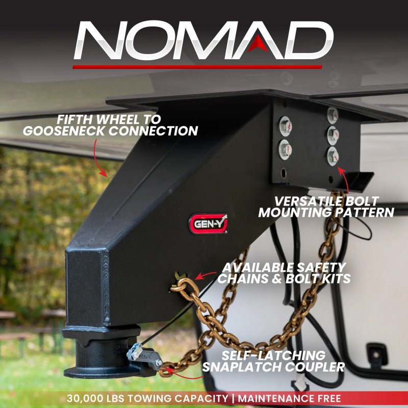 Gen - Y Nomad Static 5th Wheel to Gooseneck - 6.5K TW 30K Tow - Texture Black (1116/1621/1716 Frames) - My Store