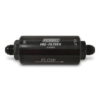 compare product Russell Performance Profilter Fuel Filter 6.25in Long 10 Micron -6AN Inlet -10AN Outlet - Black