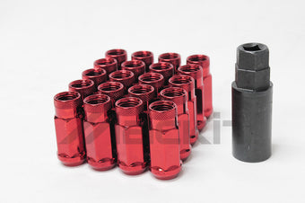 compare product Wheel Mate Monster Open End Lug Nut Set of 20 - Red 1/2in