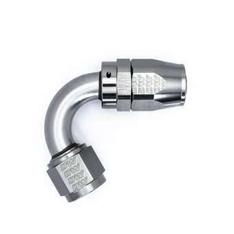 compare product DeatschWerks 10AN Female Swivel 120-Degree Hose End CPE - Anodized Titanium
