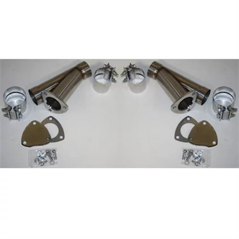 compare product Granatelli 3.5in Stainless Steel Manual Dual Exhaust Cutout Kit w/Slip Fit & Band Clamp