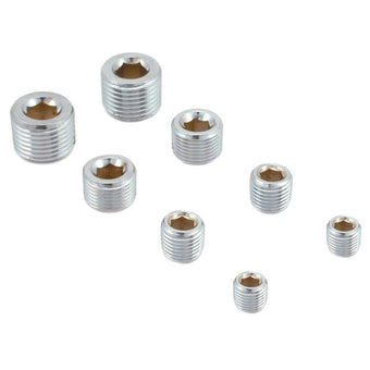 compare product Spectre Pipe Plug Kit - Includes (2) 1/8in. / (2) 1/4in. / (2) 3/8in. / (2) 1/2in. Plugs - Chrome