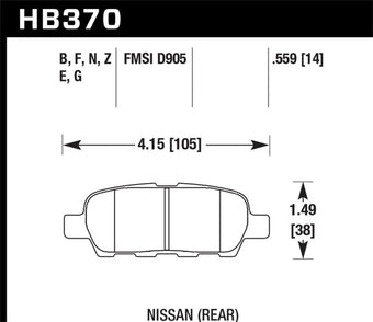 compare product Hawk 2010-2013 Infiniti EX35 HPS 5.0 Rear Brake Pads