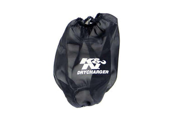 compare product K&N Black Drycharger Round Tapered Air Filter Wrap 5in Top ID / 7.5in Base ID / 8in Height