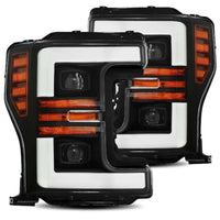 AlphaRex 17 - 19 Ford F - 250 SD PRO - Series Proj Headlight Plnk Style Matte Blk w/Activ Light/Seq Signal - My Store