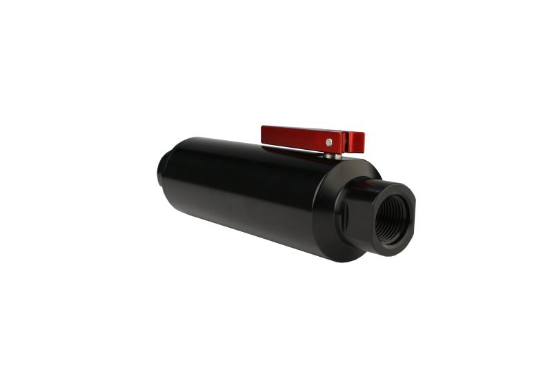 Aeromotive In - Line AN - 10 Filter w/Shutoff Valve 100 Micron SS Element - Black Anodize Finish - My Store