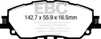 compare product EBC 19+ Lexus ES300H 2.5L Hybrid Ultimax Front Brake Pads