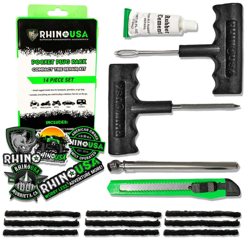 Rhino USA 14 - Piece Compact Tire Repair Plug Kit - My Store