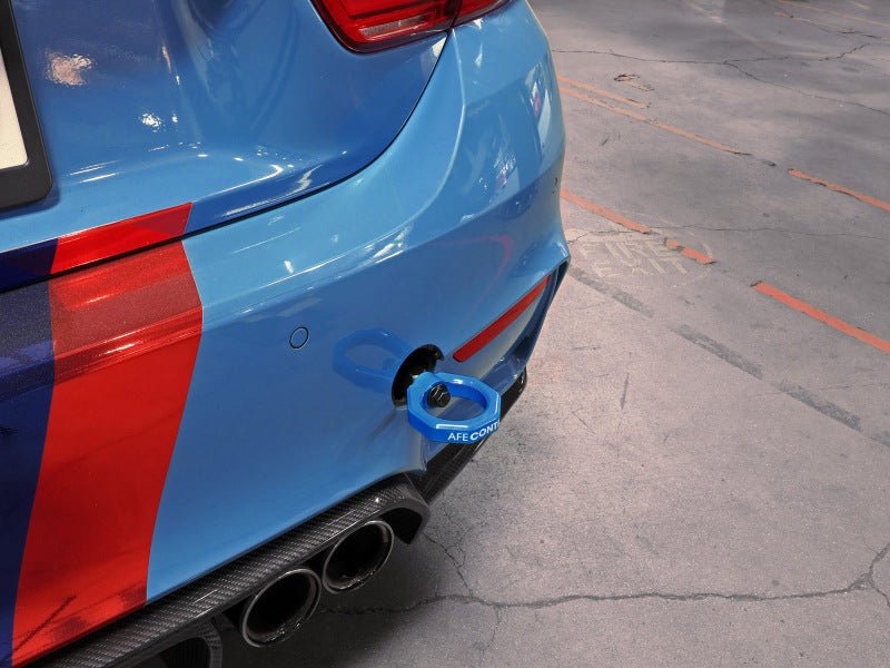 aFe Control Rear Tow Hook Blue BMW F - Chassis 2/3/4/M - My Store