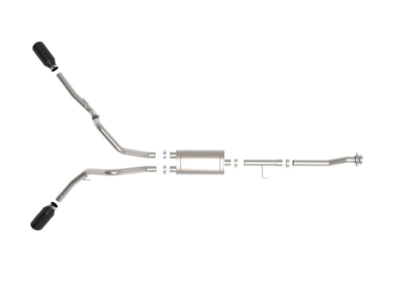 aFe Vulcan 3in 304 SS Cat - Back Exhaust 2021 Ford F - 150 V6 2.7L/3.5L (tt)/V8 5.0L w/ Black Tips - My Store