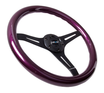 compare product NRG Classic Wood Grain Steering Wheel (350mm) Purple Pearl/Flake Paint w/Black 3-Spoke Center