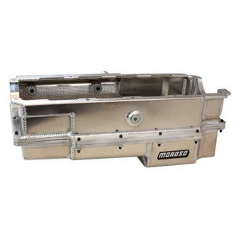 compare product Moroso CN/Energy MFG/DRCE2 2-Piece Wet Sump Aluminum Oil Pan w/Double Power Kick Outs