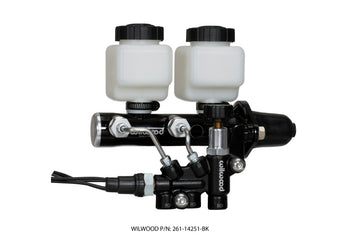 compare product Wilwood Tandem Remote M/C Kit w L/H Bracket & Prop Valve - 1in Bore Black