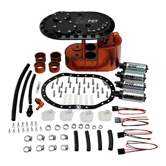 compare product DeatschWerks 2.0L Staged Fuel Cell Surge Tank (Includes 4 DW300 Fuel Pumps)