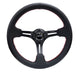 NRG Reinforced Steering Wheel (350mm / 3in. Deep) Black Leather/Red Stitch & Blk 3 - Spoke w/Slits - My Store