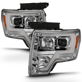 compare product ANZO 2009-2014 Ford F-150 Projector Headlight Plank Style Chrome Amber