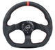 NRG Reinforced Steering Wheel (320mm) Sport Leather Flat Bottom w/ Red Center Mark/ Red Stitching - My Store
