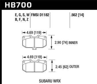 compare product Hawk 06-07 Subaru WRX Blue 9012 Front Race Pads