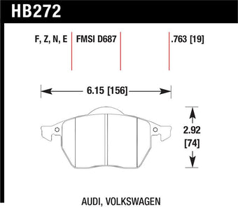 compare product Hawk 00-06 Audi TT/00-06 TT Quattro 1.8L / 99-04 VW Golf GTI 2.8L Blue 9012 Race Front Brake Pads
