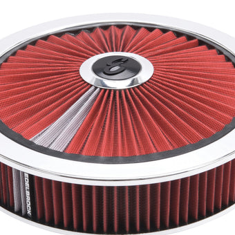 compare product Edelbrock Air Cleaner Pro-Flo High-Flow Series Round Filtered Top Cloth Element 14In Dia X 3 125In