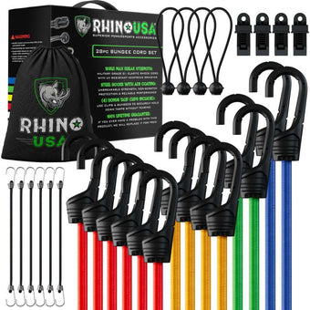 compare product Rhino USA 28Pc Bungee Cord Assortment